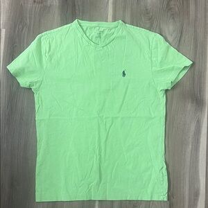Polo by Ralph Lauren Mint Green V-Neck Tee with Dark Logo